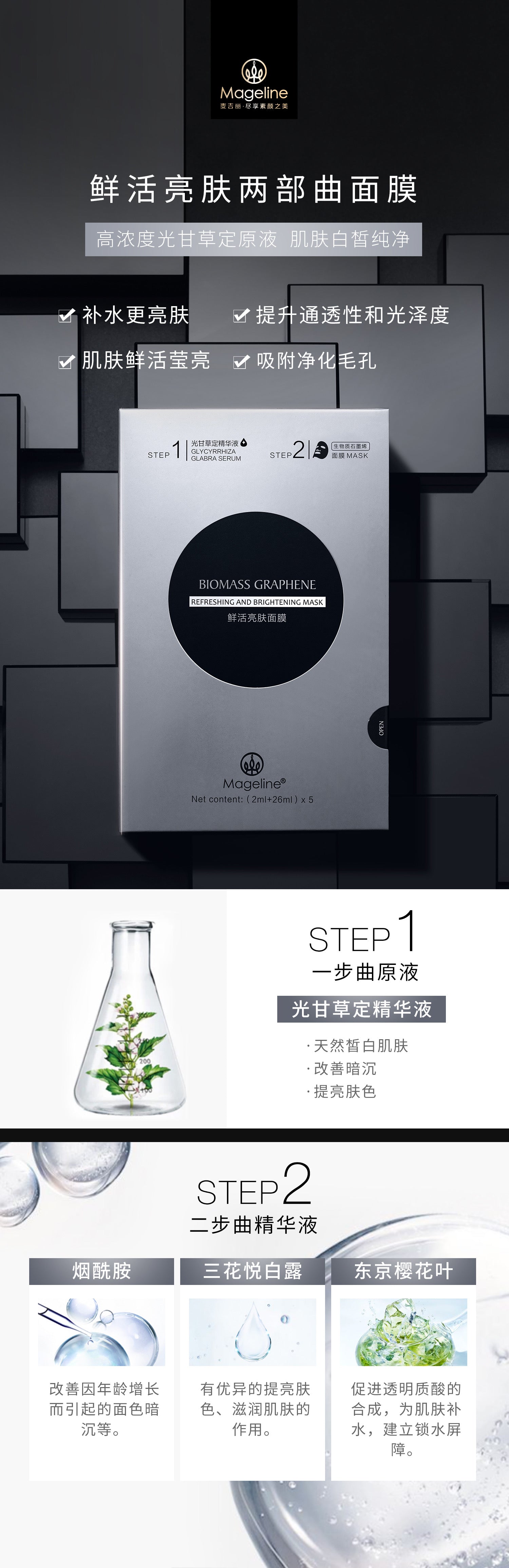 麥吉麗生物質石墨烯清爽亮白面膜