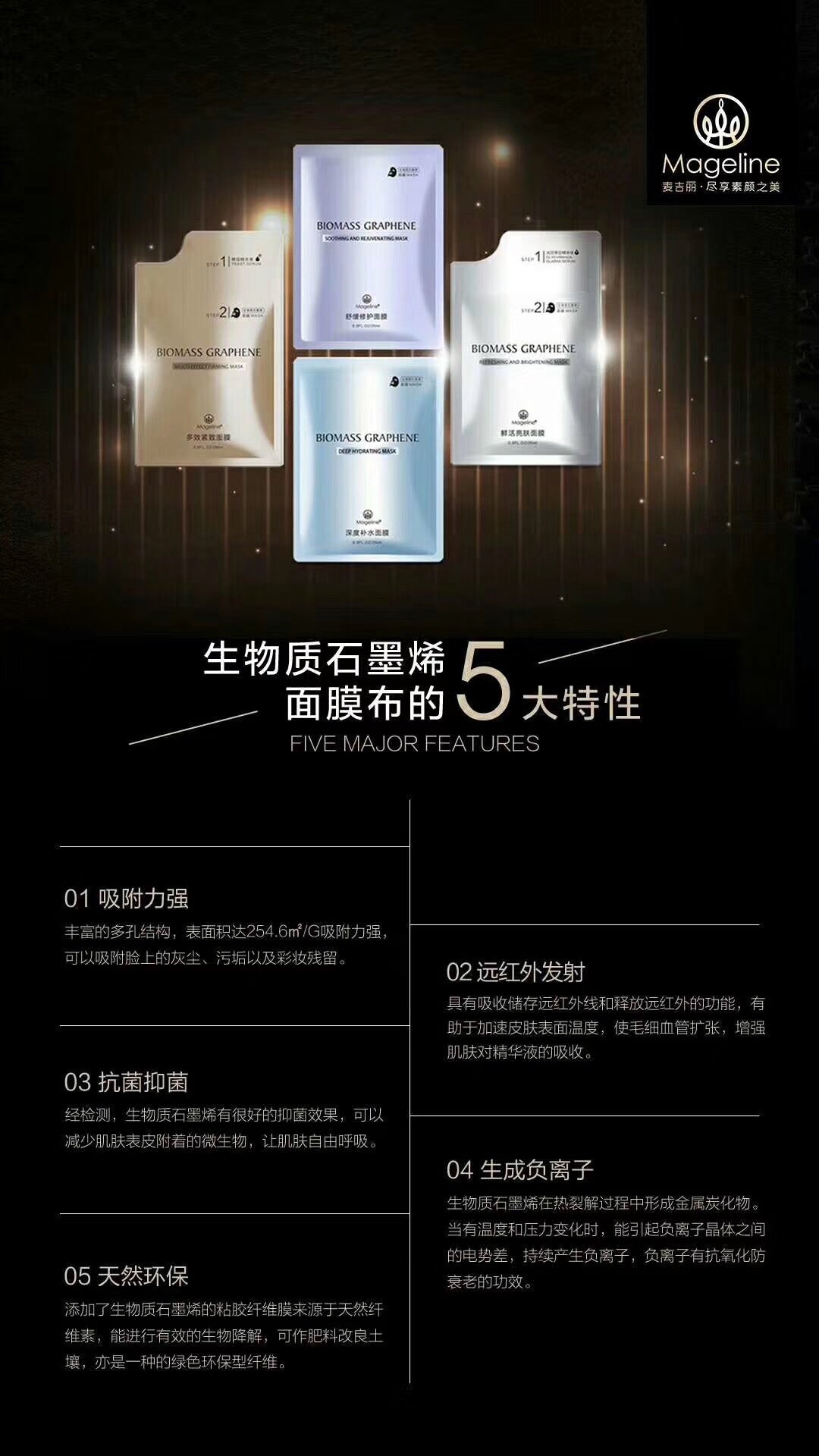 麥吉麗生物質石墨烯舒緩煥活面膜